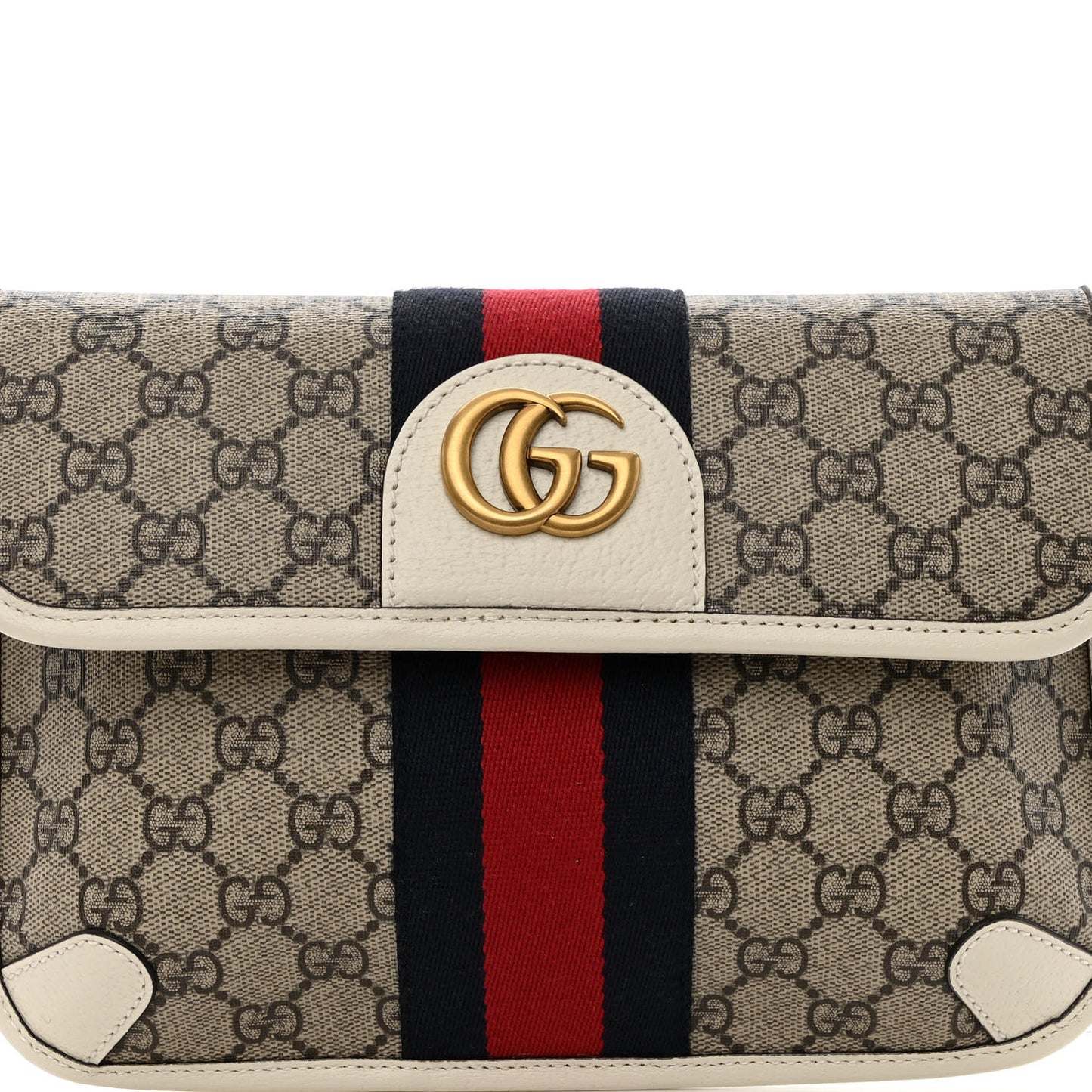 GG Supreme Monogram Web Small Ophidia Belt Bag 100 40 Beige Ebony White