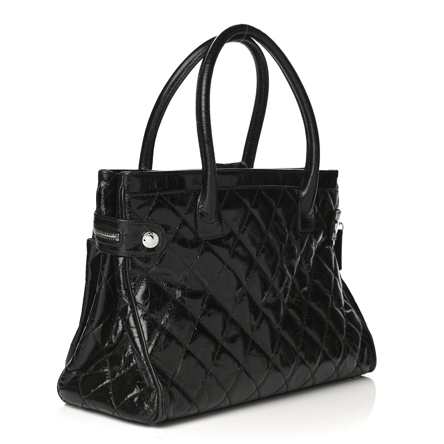 Chanel Glazed Calfskin Quilted Large New Portobello Tote Black 3 of 16