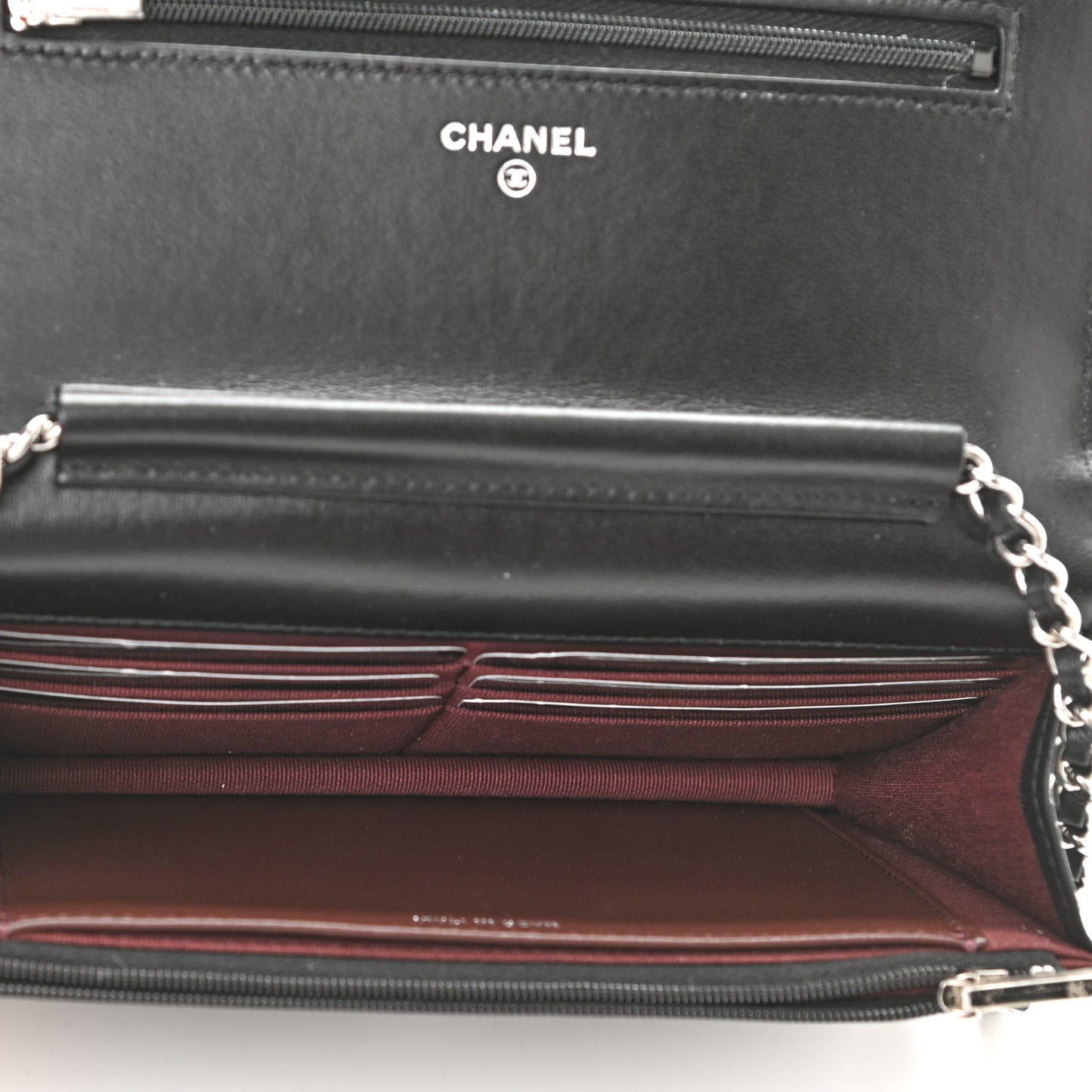 Lambskin Quilted Wallet On Chain WOC Black