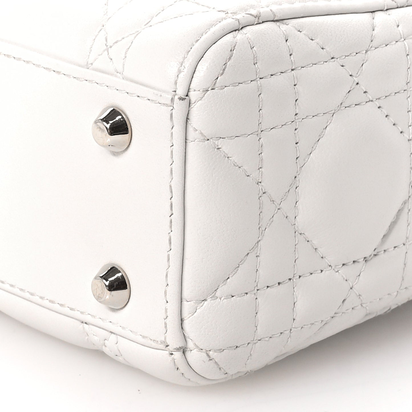 Lambskin Cannage Mini Lady Dior White