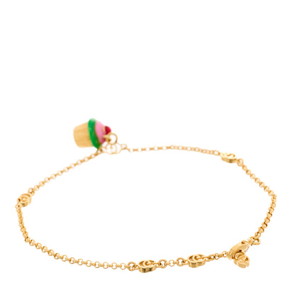 Gucci Metal Interlocking G Cupcake Charm Bracelet Gold Multicolor 3 of 5