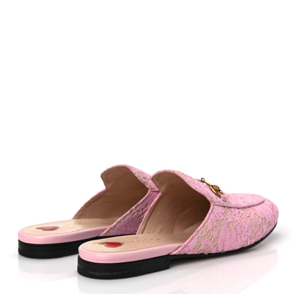 Gucci Lace Malaga Kid Womens Princetown Slippers 39 Sugar Pink Skin Rose 4 of 7