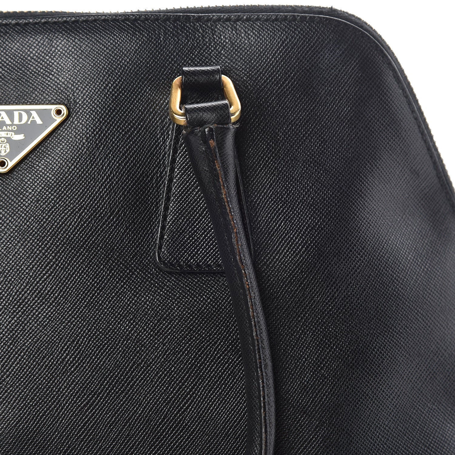 Prada Saffiano Top Handle Dome Satchel Black 11 of 18