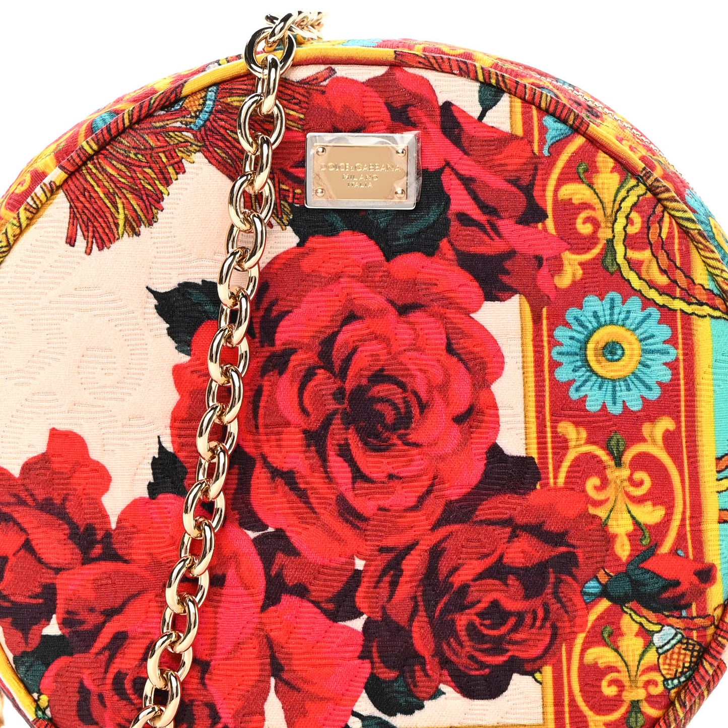 Fabric Floral Print Round Crossbody Multicolor