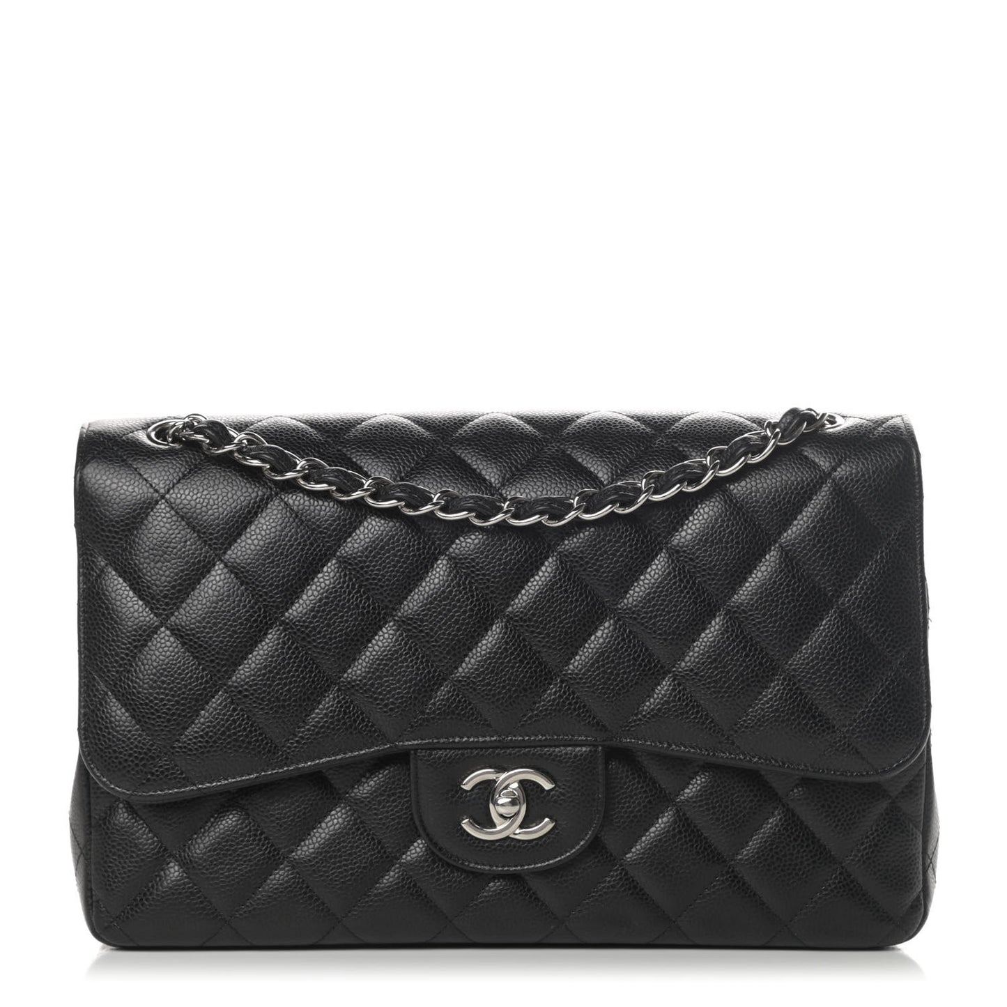 Caviar Quilted Jumbo Double Flap Black