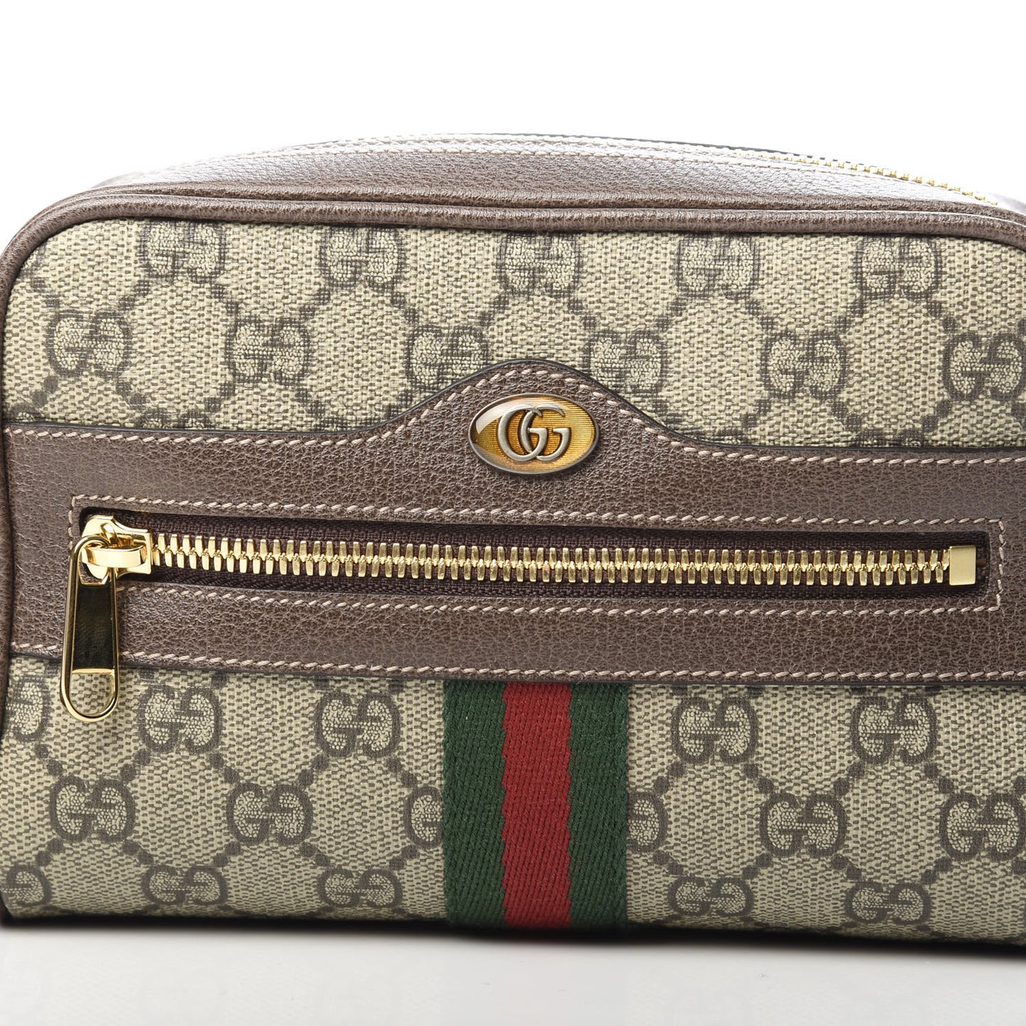 GG Supreme Monogram Web Small Ophidia Belt Bag 95 38 Dark Brown