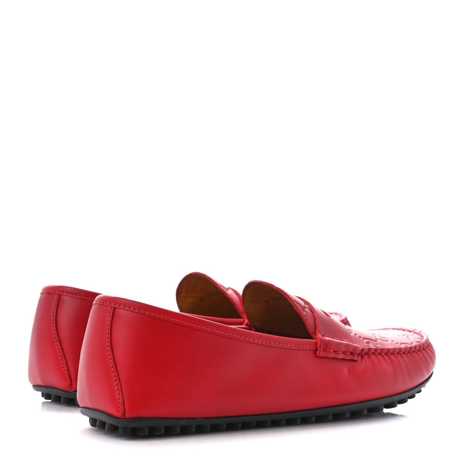 Gucci Guccissima Calfskin Mens Driver Loafers 6.5 Red 4 of 11