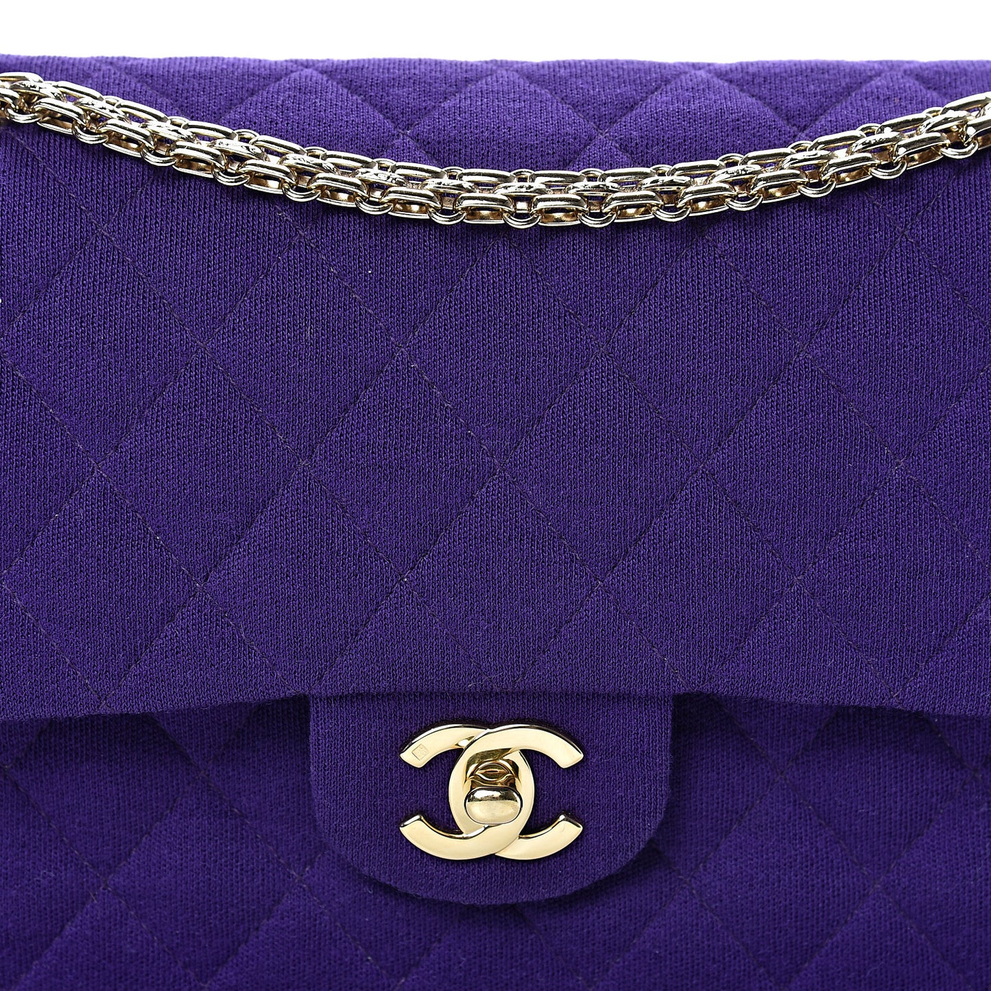 Jersey Quilted Medium Double Flap Bijoux Chain Purple