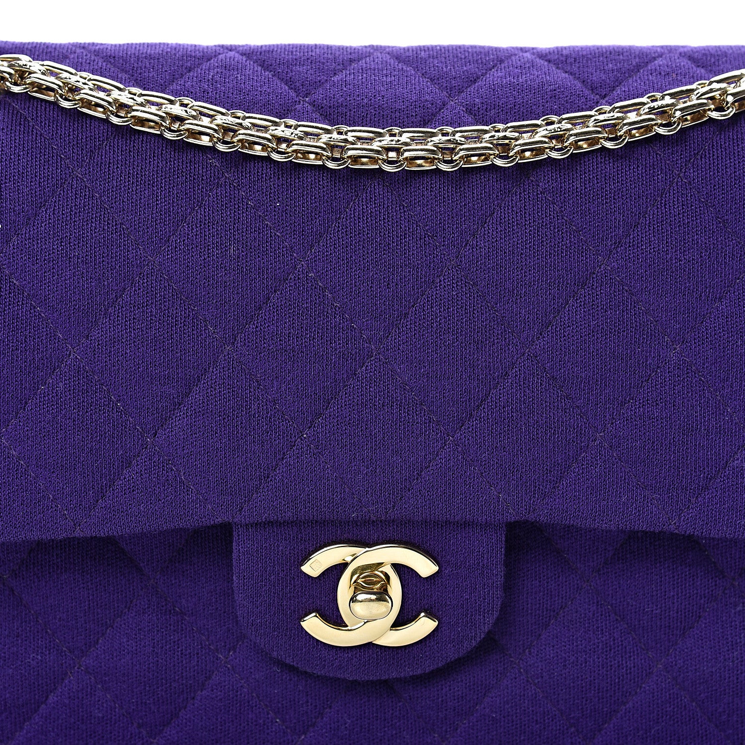 Chanel Jersey Quilted Medium Double Flap Bijoux Chain Purple 7 of 12