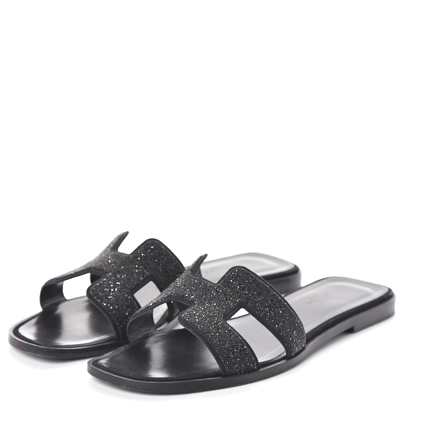 Suede Goatskin Crystal Powder Oran Sandals 38.5 Black