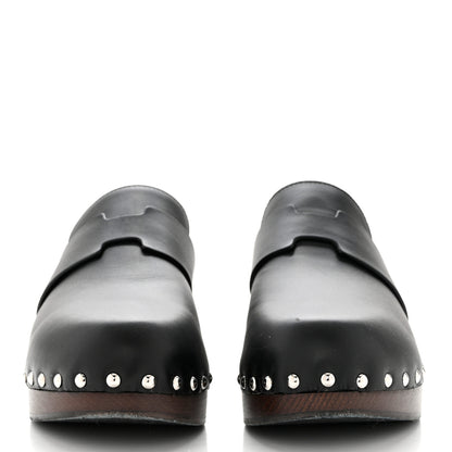 Hermes Calfskin Calya Mules 38 Black 2 of 7
