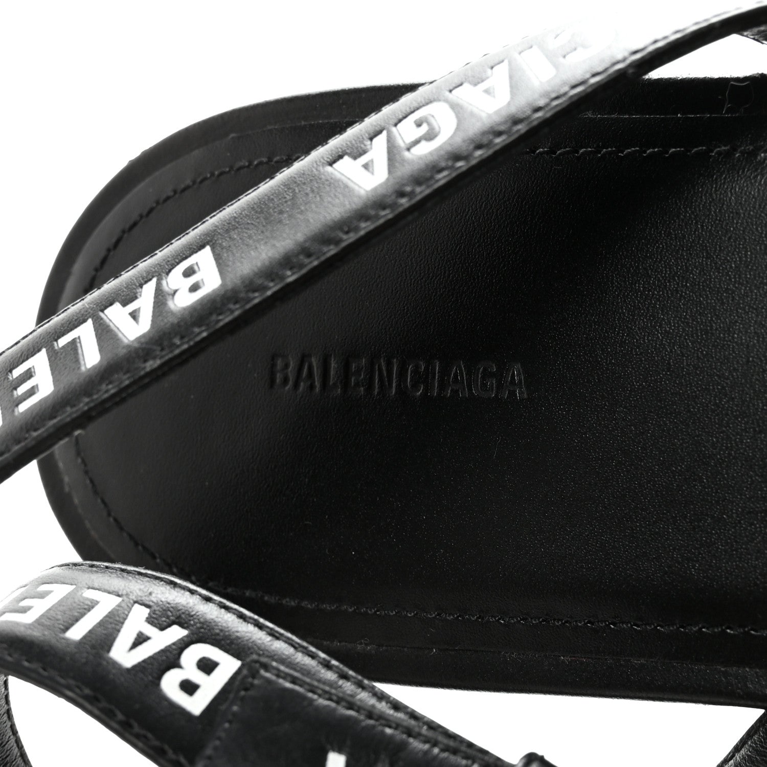 Balenciaga Calfskin Allover Logo Flat Sandals 39.5 Black White 8 of 10