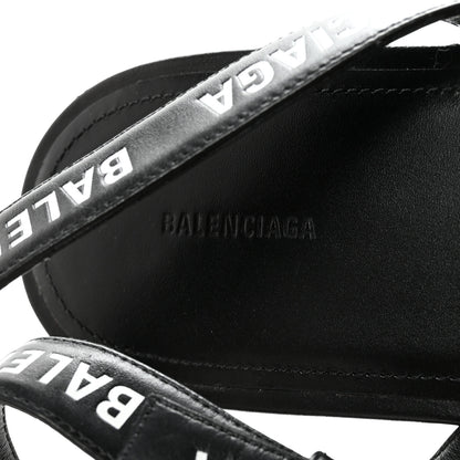 Balenciaga Calfskin Allover Logo Flat Sandals 39.5 Black White 8 of 10