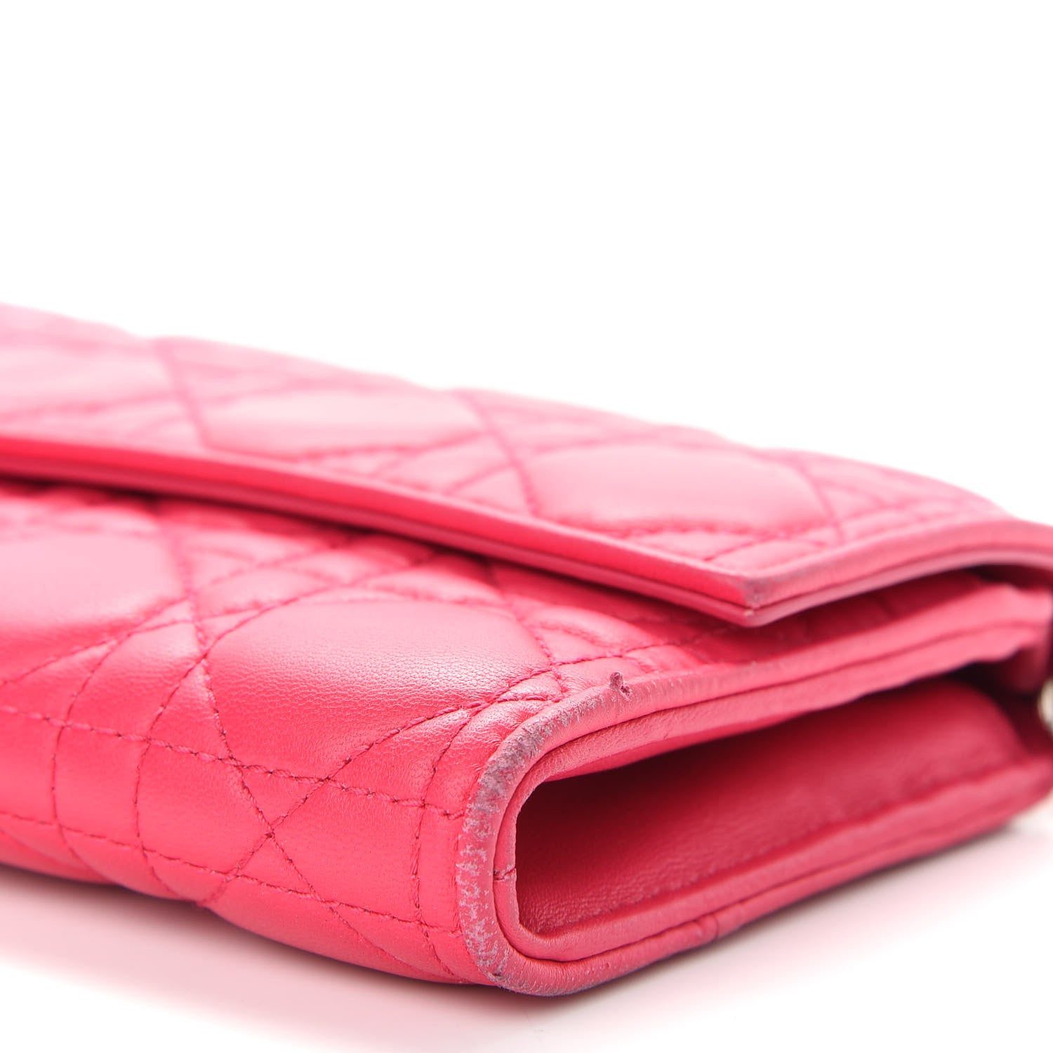 Christian Dior Lambskin Cannage Lady Dior Rendezvous Wallet On Chain Fuchsia 8 of 10