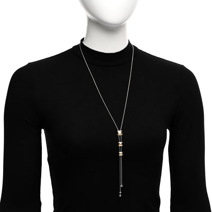 David Yurman Sterling Silver 18K Yellow Gold Diamond Chatelaine Y Necklace 2 of 4