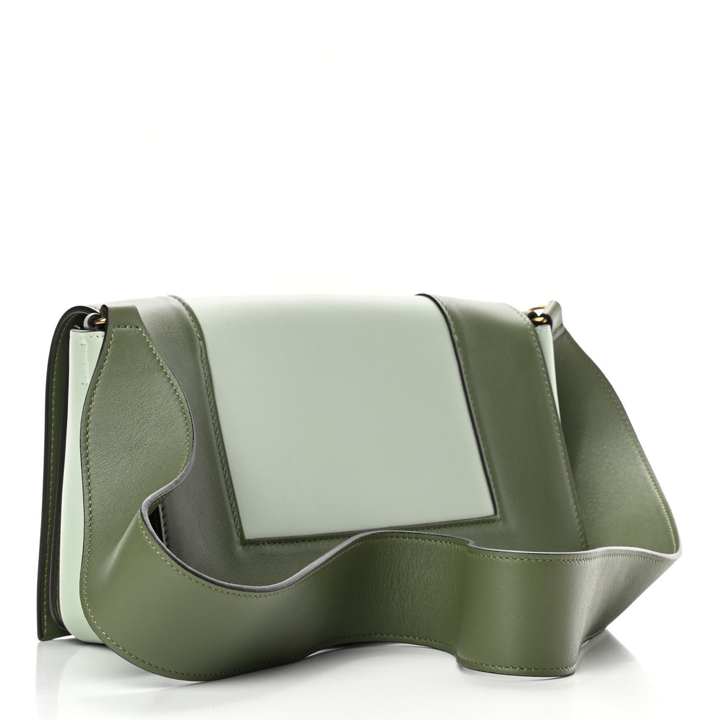 Shiny Smooth Calfskin Medium Frame Shoulder Bag Olive Pastel Green