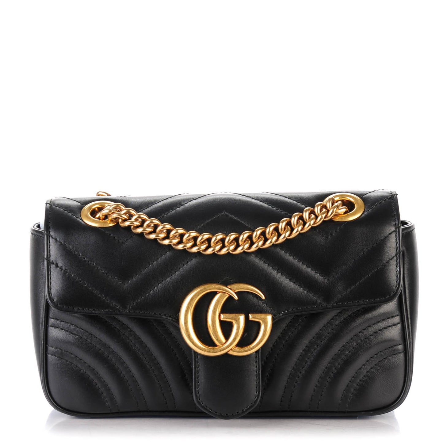 Calfskin Matelasse Mini GG Marmont Shoulder Bag Black