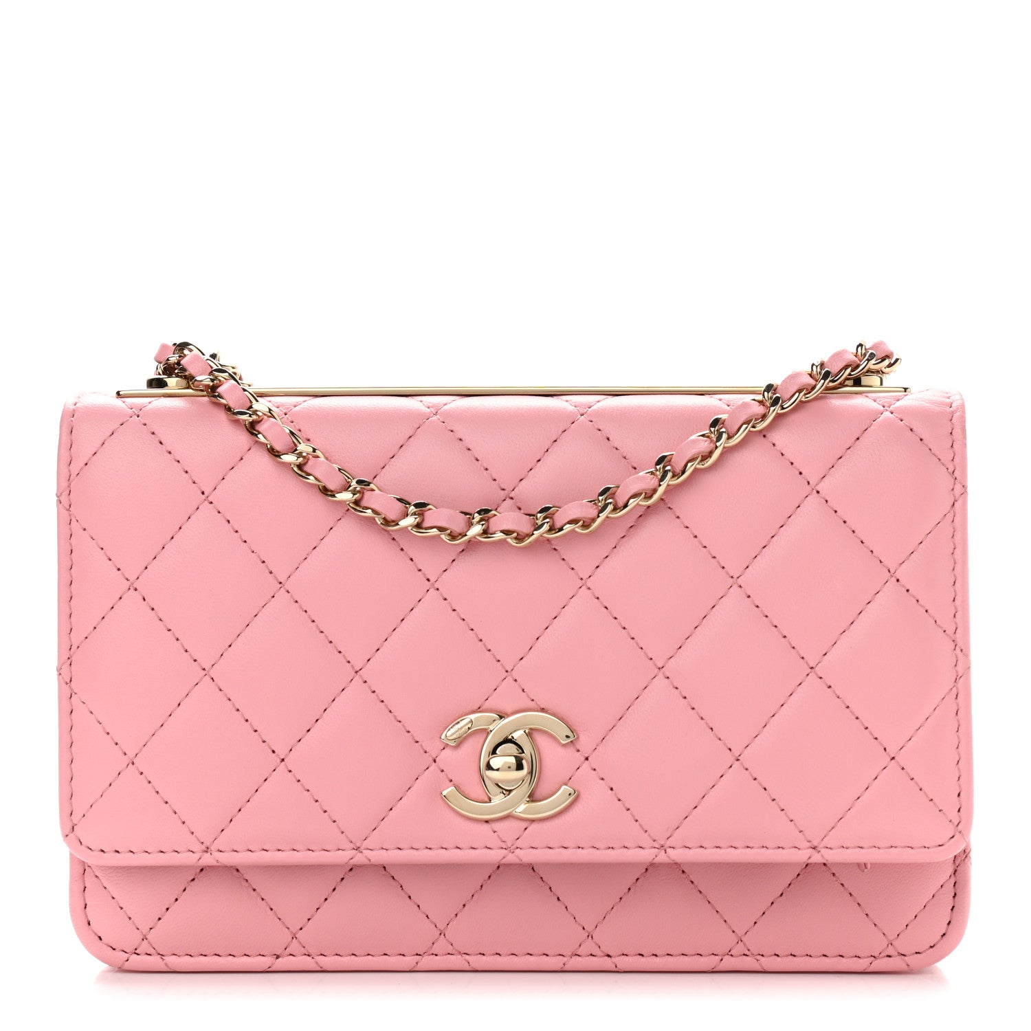 Chanel Lambskin Quilted Trendy CC Wallet On Chain WOC Pink 1 of 10