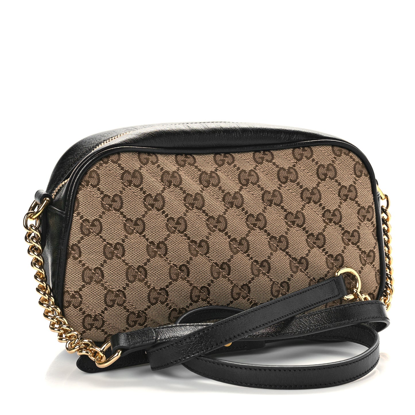 Monogram Matelasse Diagonal Small GG Marmont Chain Shoulder Bag Beige Black