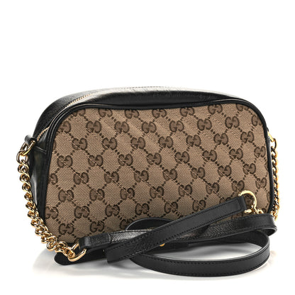 Gucci Monogram Matelasse Diagonal Small GG Marmont Chain Shoulder Bag Beige Black 3 of 10
