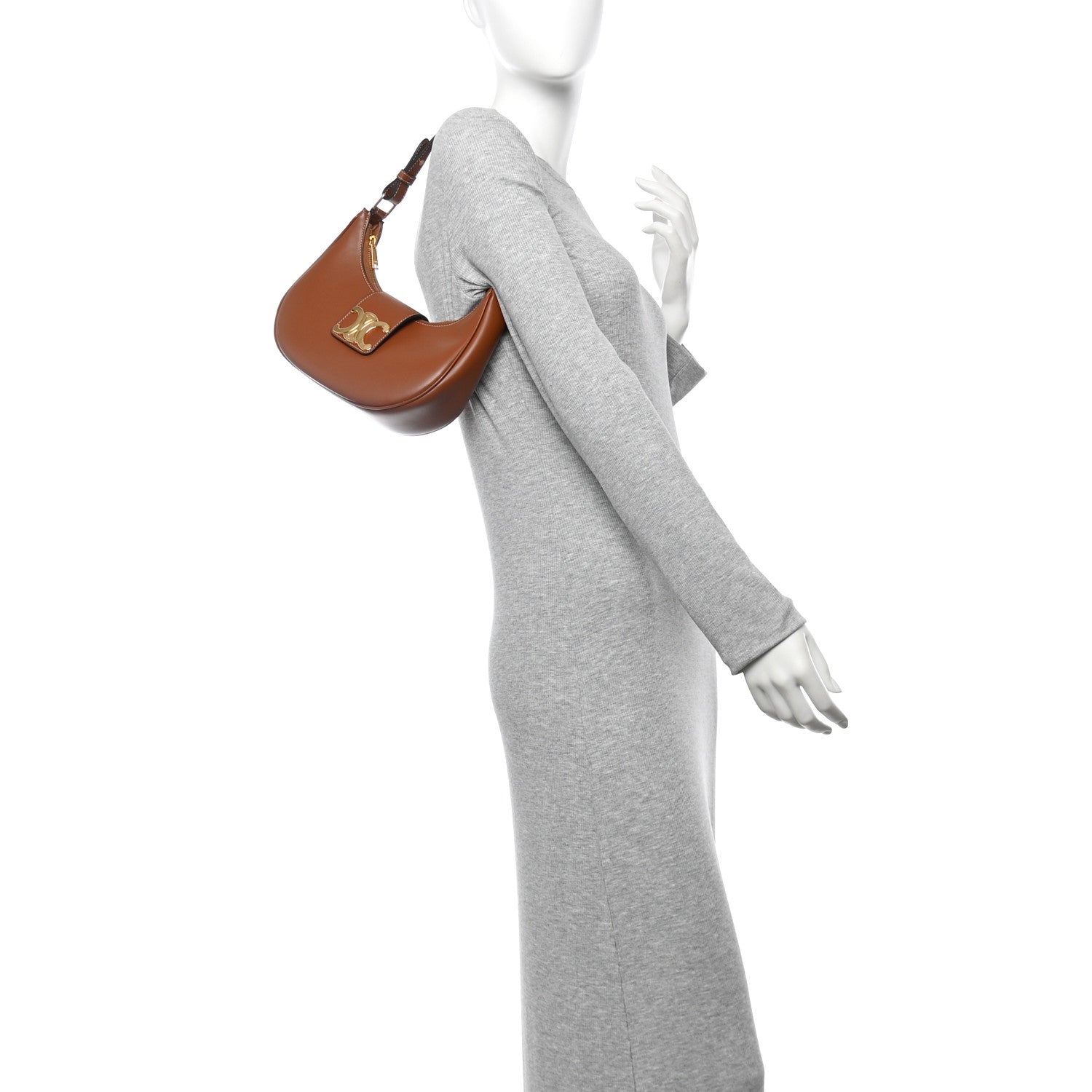 Celine Smooth Calfskin Medium Strap Ava Triomphe Shoulder Bag Tan 2 of 10