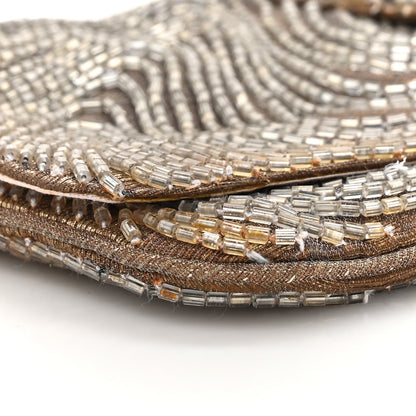 Christian Dior Beaded Fabric Flap Clutch Beige 12 of 12