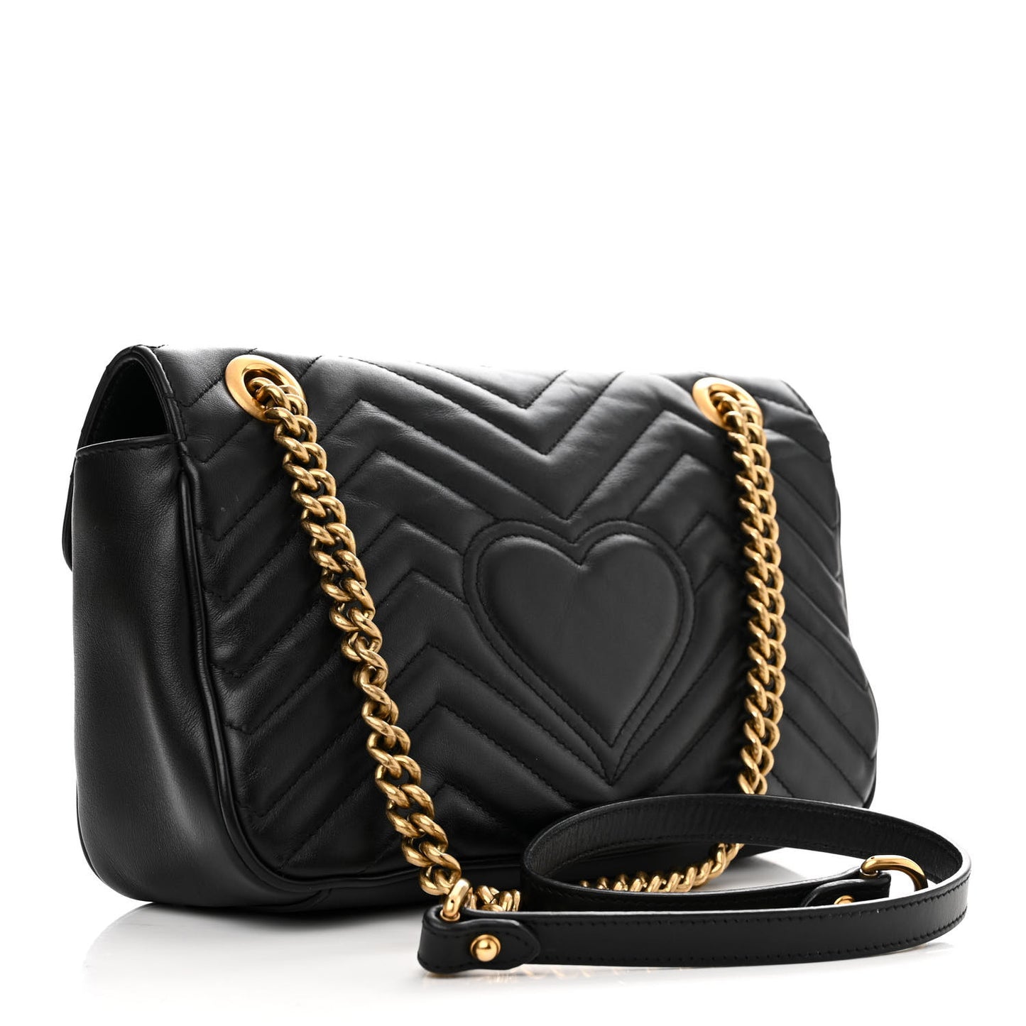 Calfskin Matelasse Small GG Marmont Shoulder Bag Black