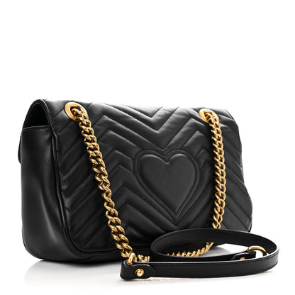 Gucci Calfskin Matelasse Small GG Marmont Shoulder Bag Black 3 of 12