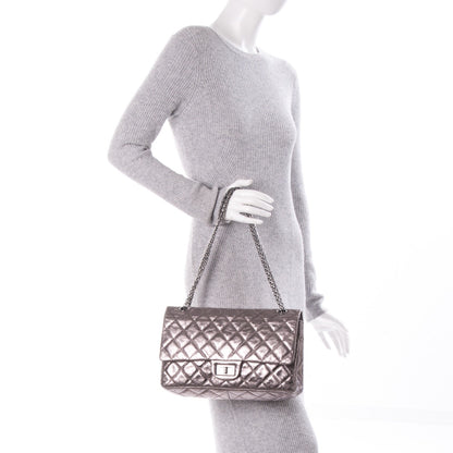 Chanel Metallic Aged Calfskin Quilted 2.55 Reissue 226 Flap Dark Silver 2 of 7
