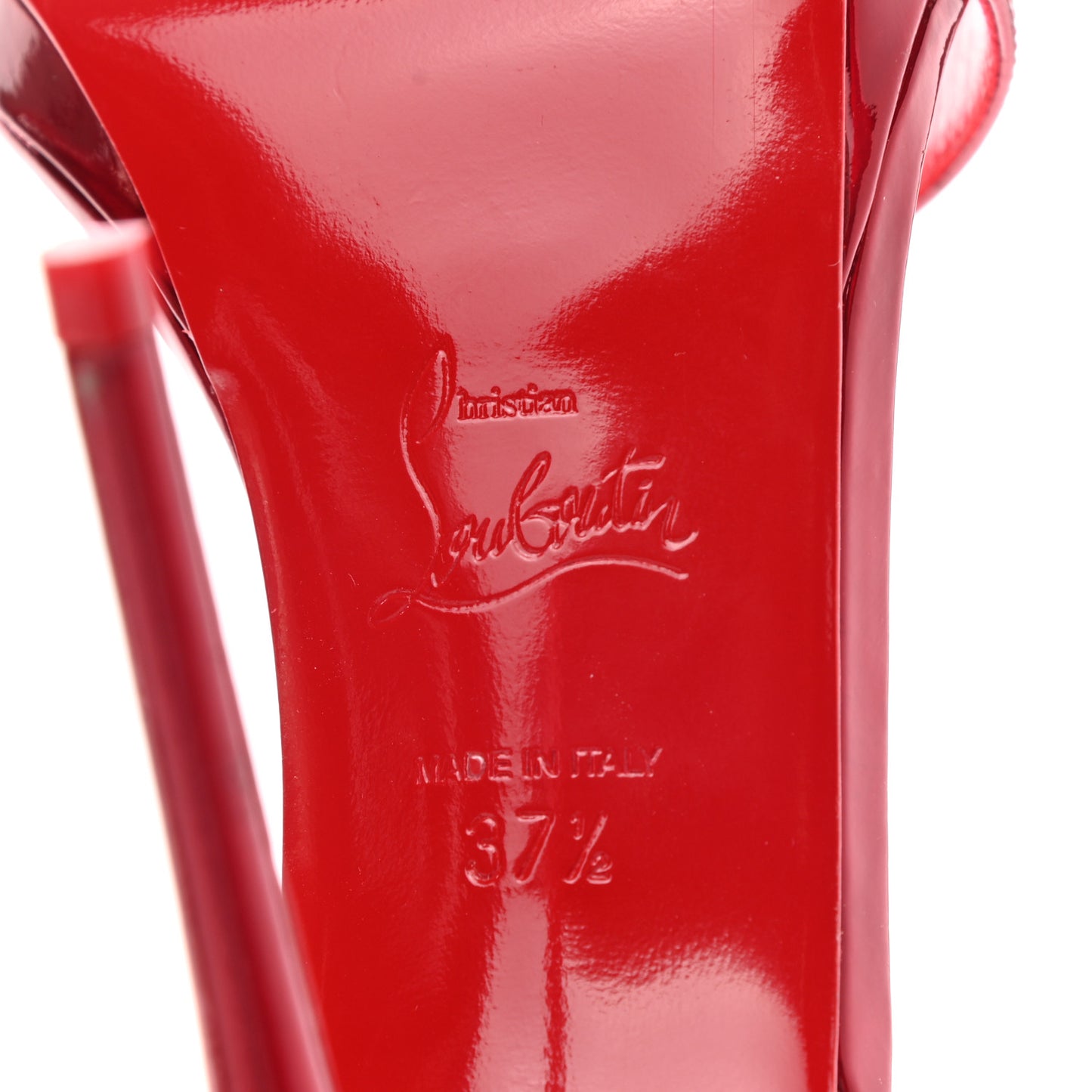 Shiny Patent Calfskin Queen Psych Loubi Ankle Strap Sandals 37.5 Red