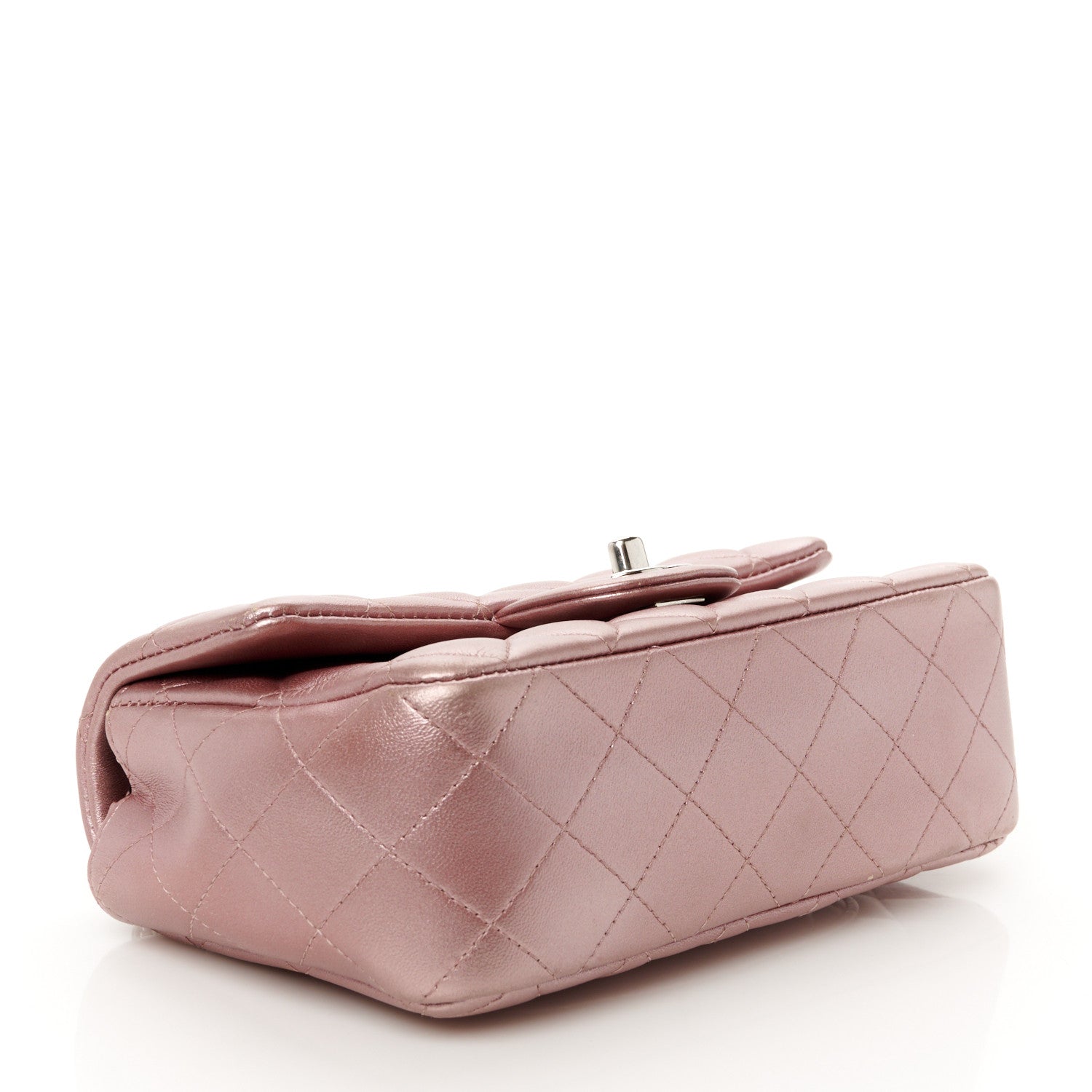Chanel Metallic Lambskin Quilted Mini Rectangular Flap Pink 4 of 11