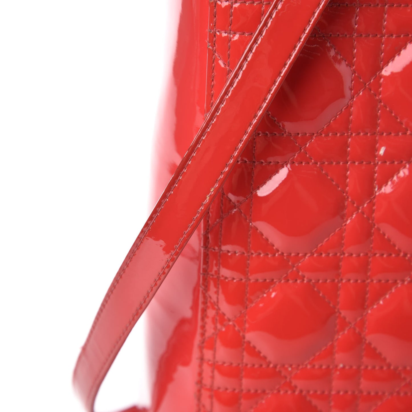 Patent Cannage Large Lady Dior Red