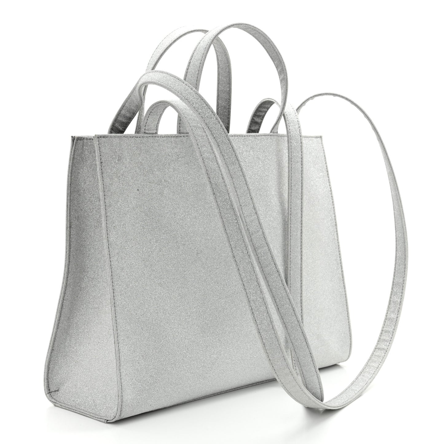 Glitter Microfiber Large Shopping Bag Silver