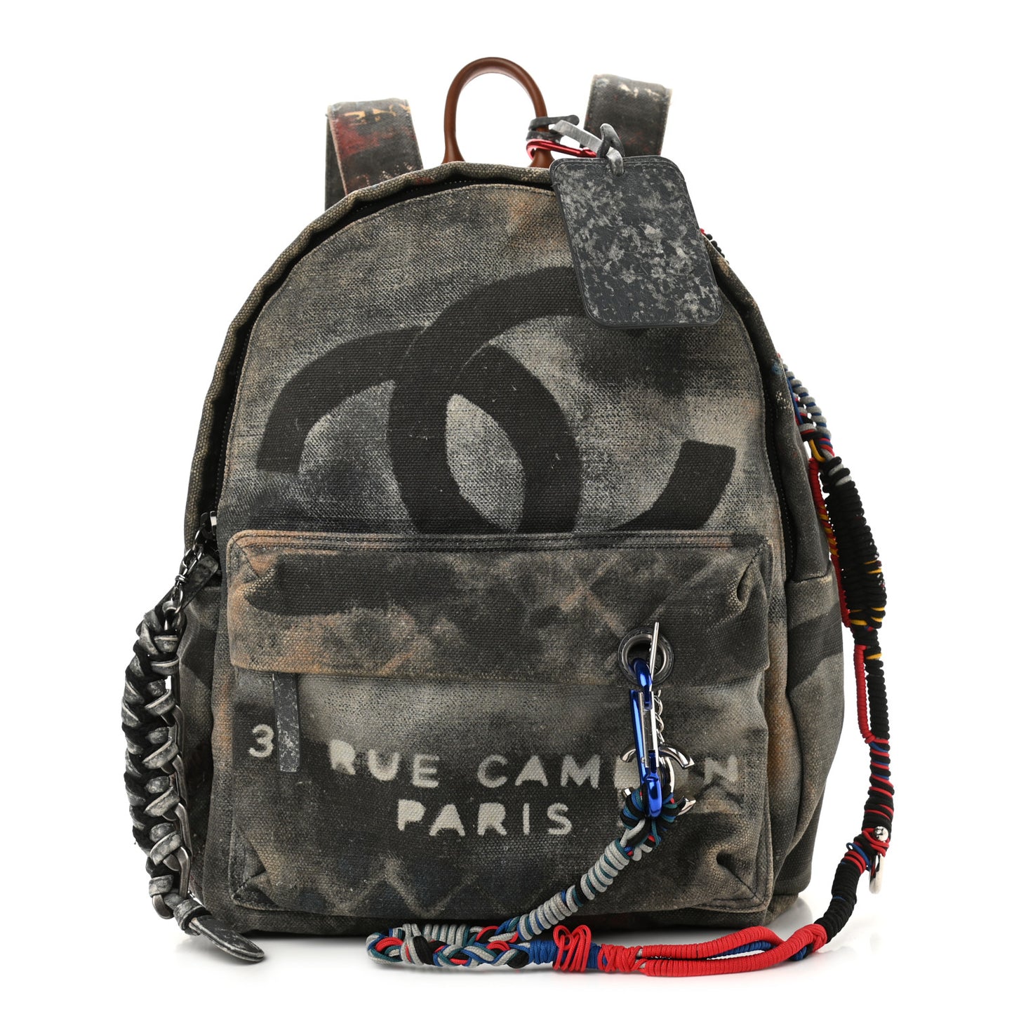 Graffiti Printed Canvas Medium Backpack Black