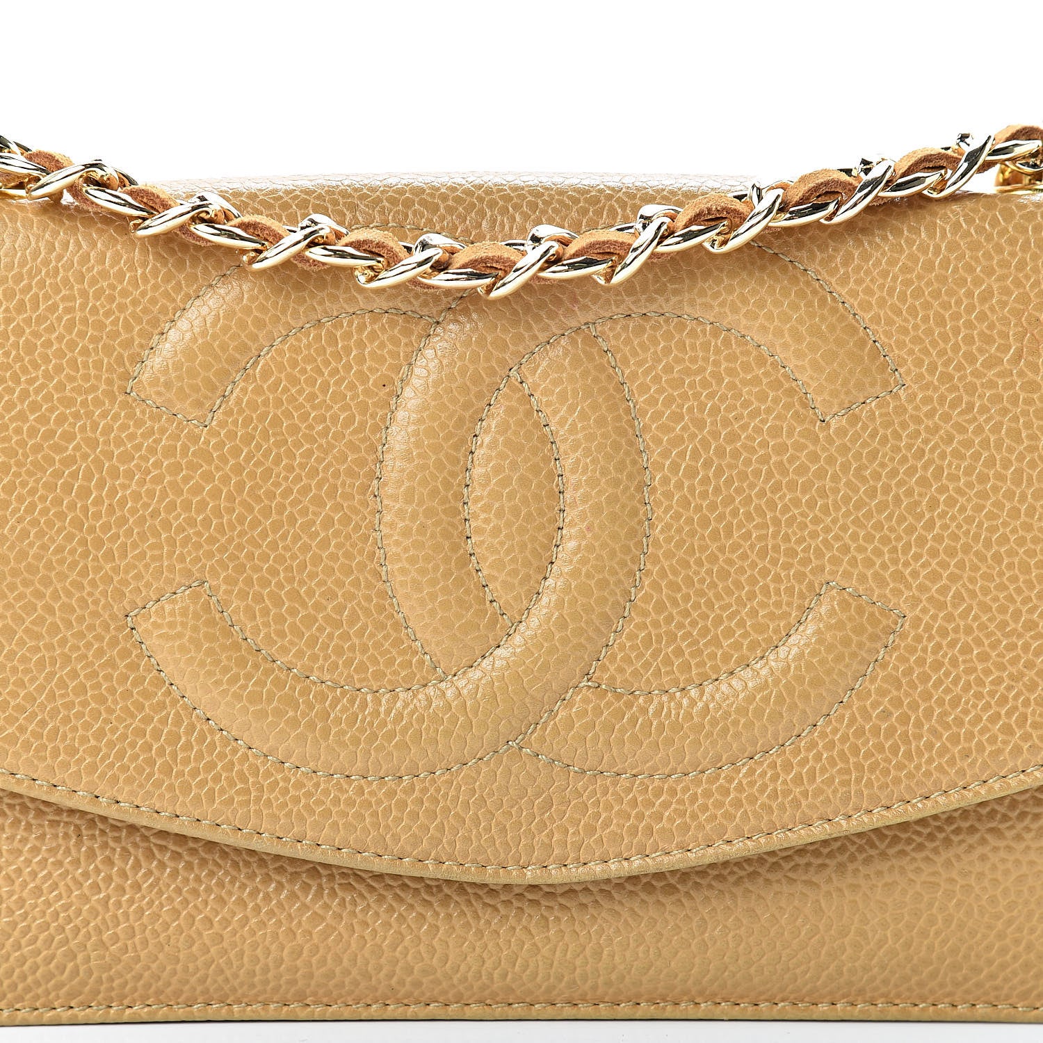 Chanel Caviar Timeless CC Wallet on Chain WOC Beige 9 of 24