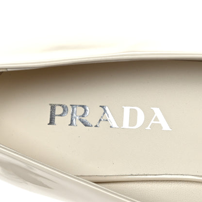 Prada Vernice Metal Triangle Logo 25mm Loafers 37.5 Avorio 7 of 7
