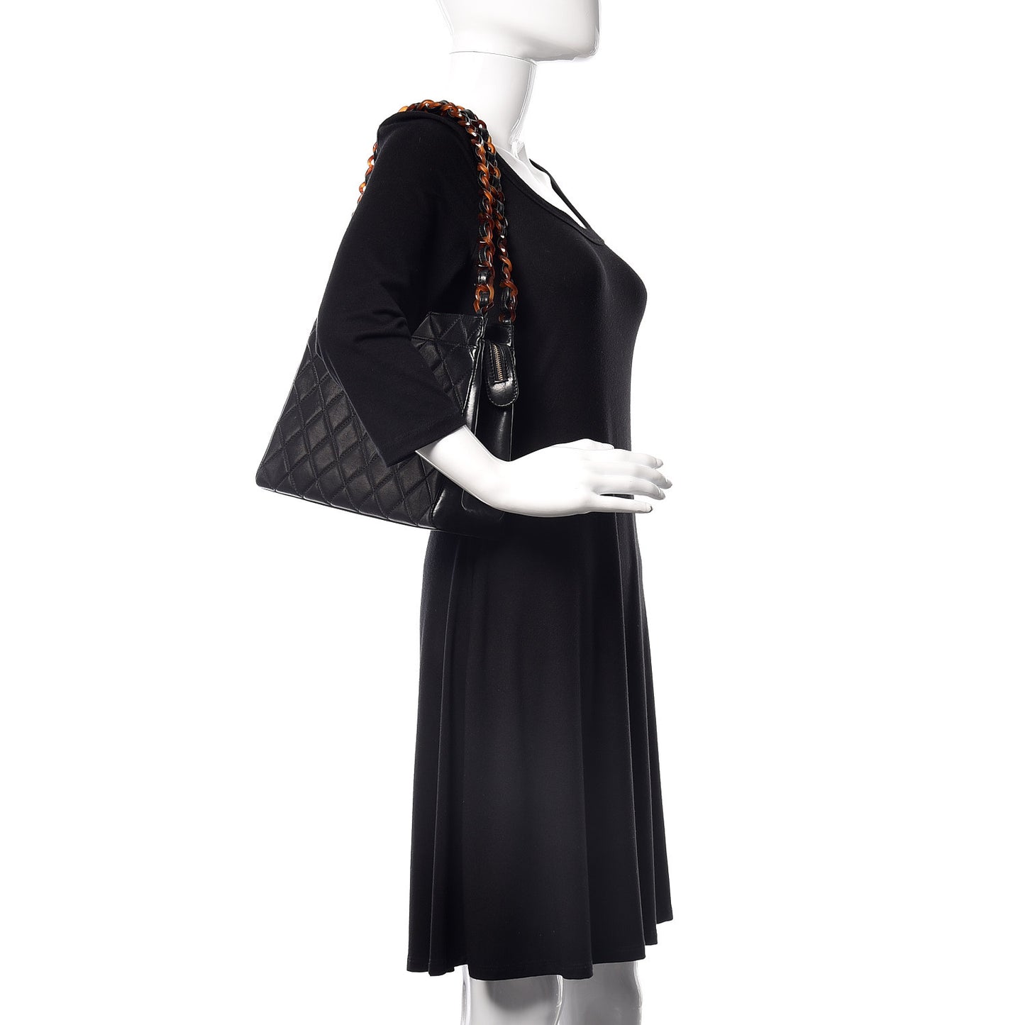Lambskin Tortoise Chain Shoulder Bag Black