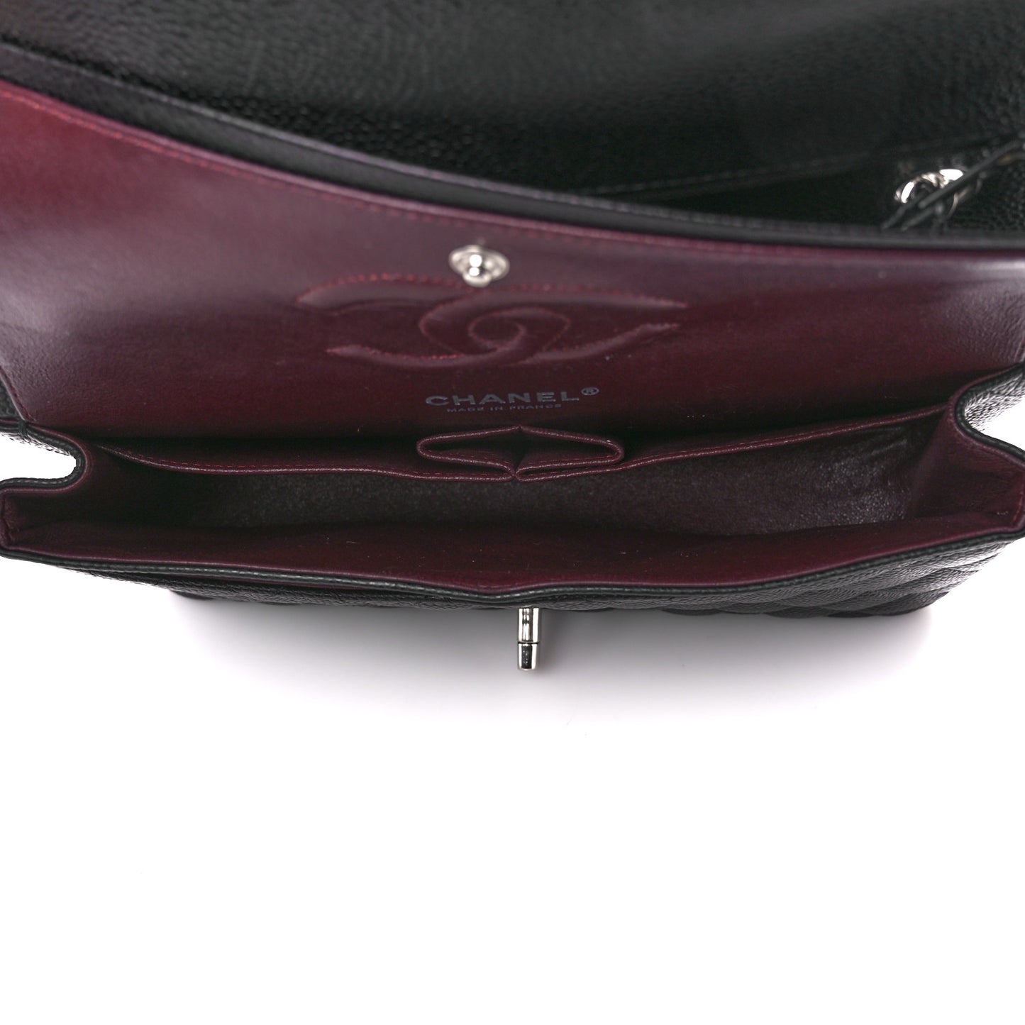 Caviar Quilted Medium Double Flap Black