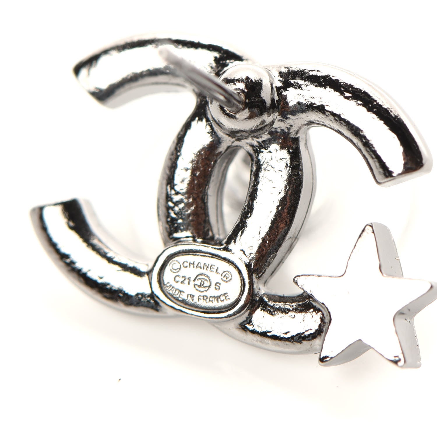 Chanel Crystal CC Starfall Earrings Silver 4 of 5