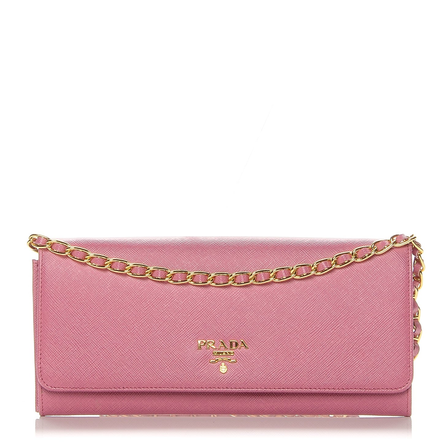 Saffiano Metal Oro Chain Wallet Begonia