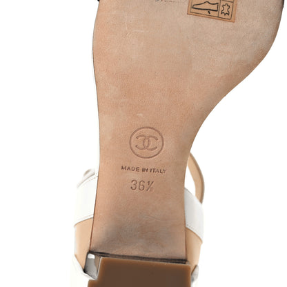 Chanel Lambskin CC Sandals 36.5 Ivory Black 7 of 9