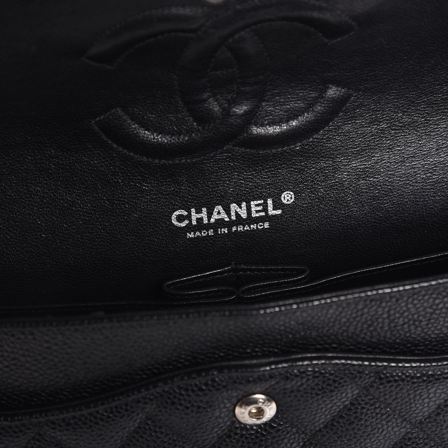 Caviar Quilted Medium Double Flap Black