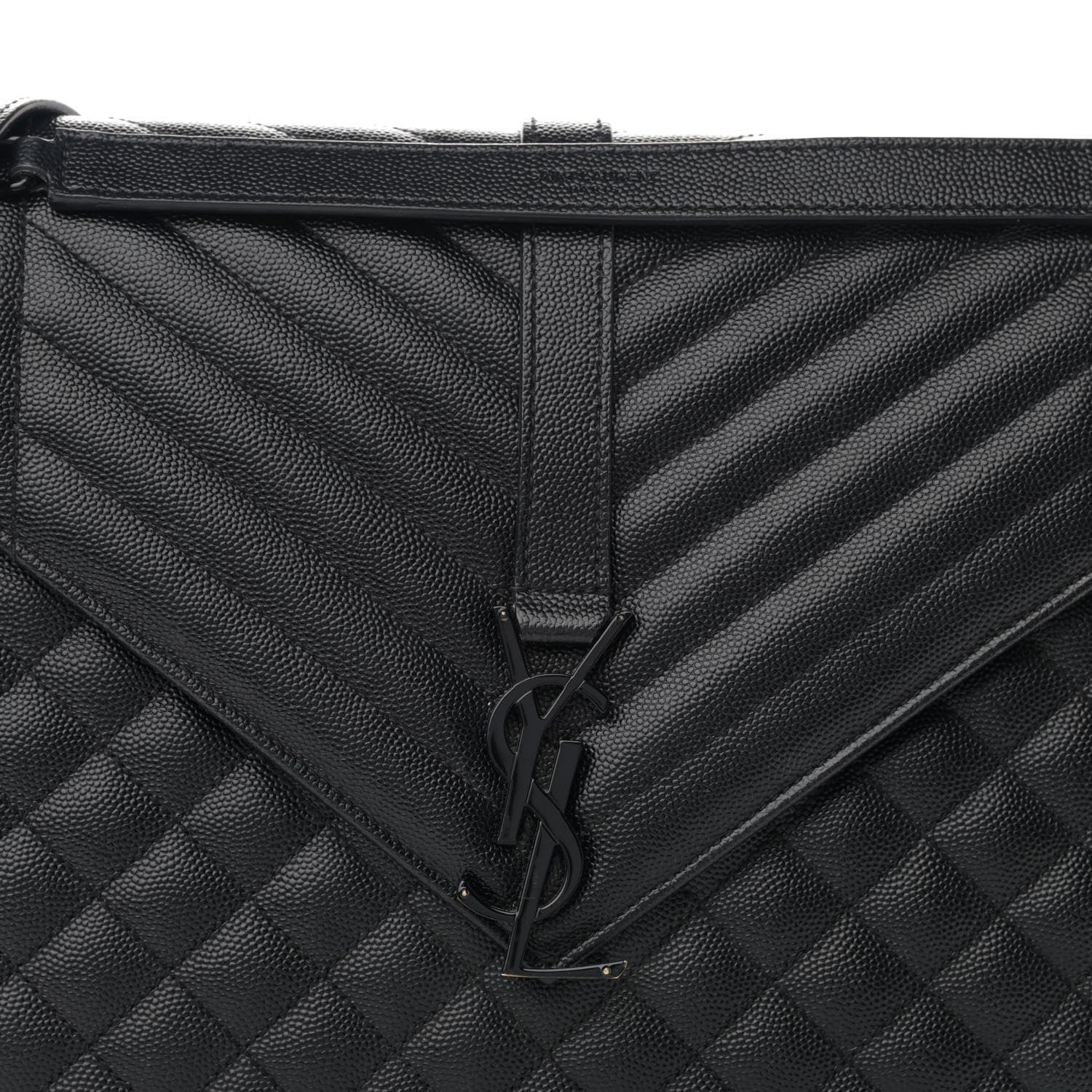 Saint Laurent Grain De Poudre Textured Mixed Matelasse Large Triquilt Monogram Monochrome Satchel Black 8 of 12