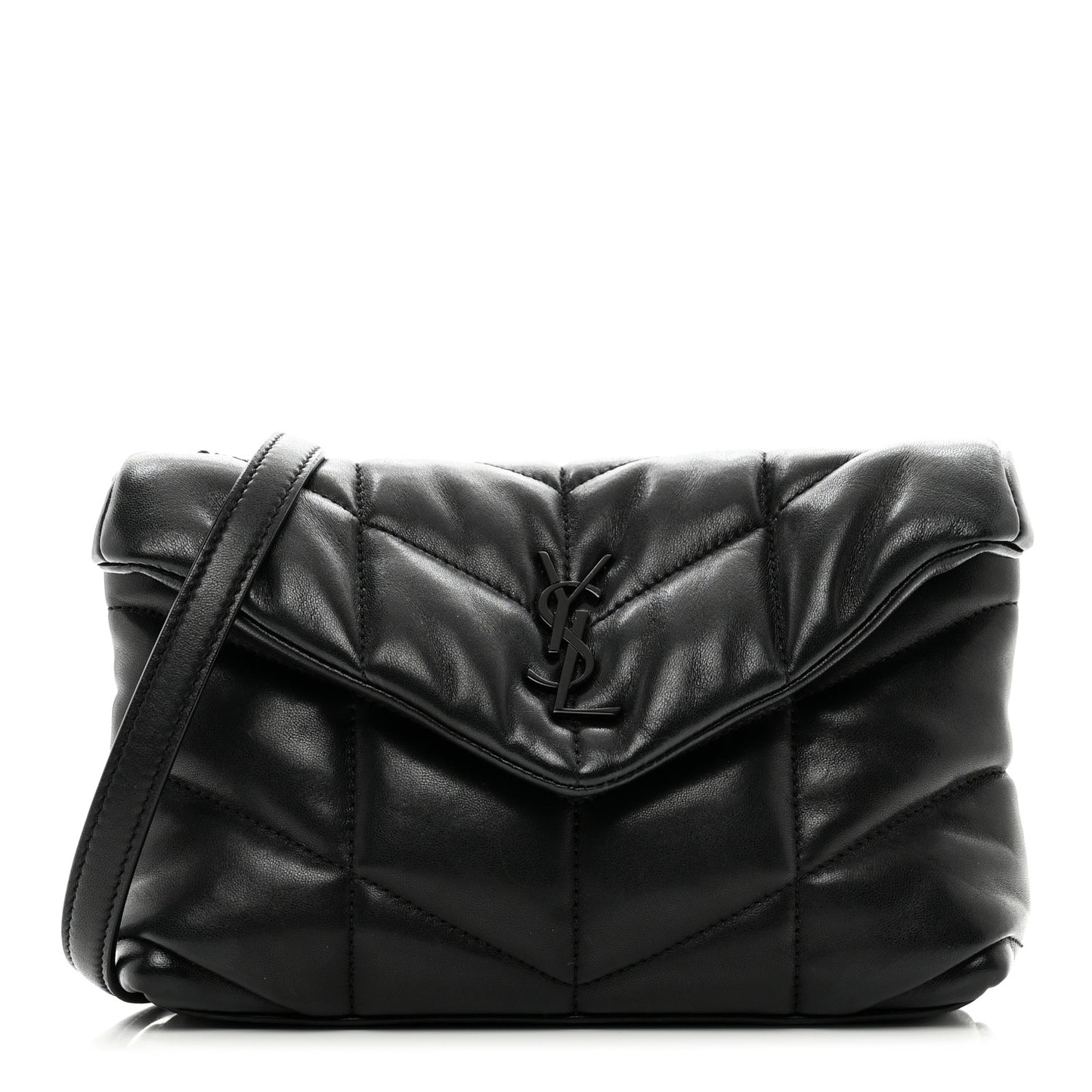Lambskin Quilted Toy Loulou Puffer Monogram Monochrome Chain Satchel Black