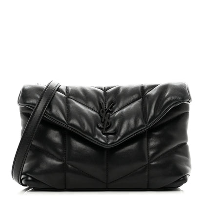 Saint Laurent Lambskin Quilted Toy Loulou Puffer Monogram Monochrome Chain Satchel Black 1 of 10