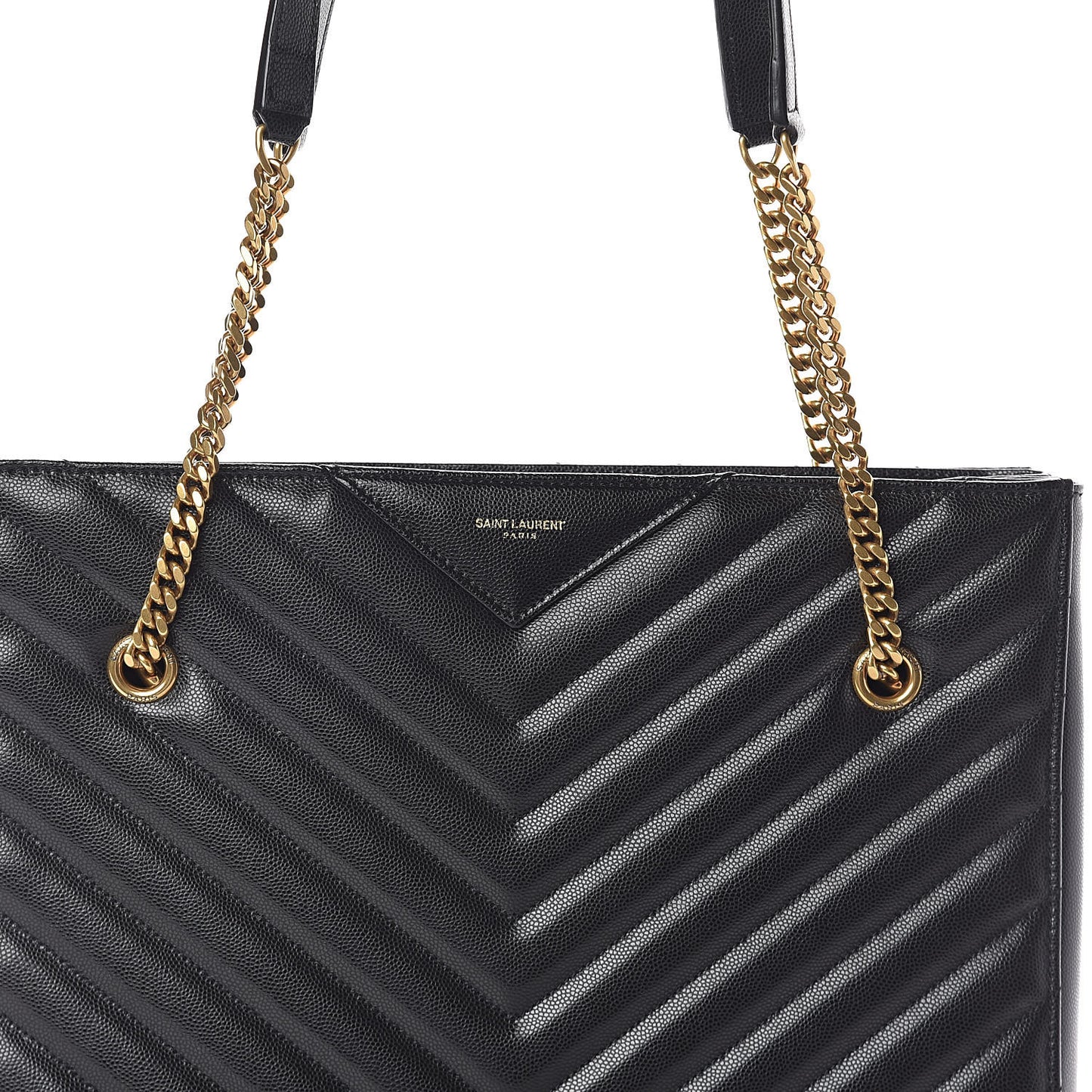 Grain De Poudre Matelasse Chevron Medium Tribeca Shopping Bag Black