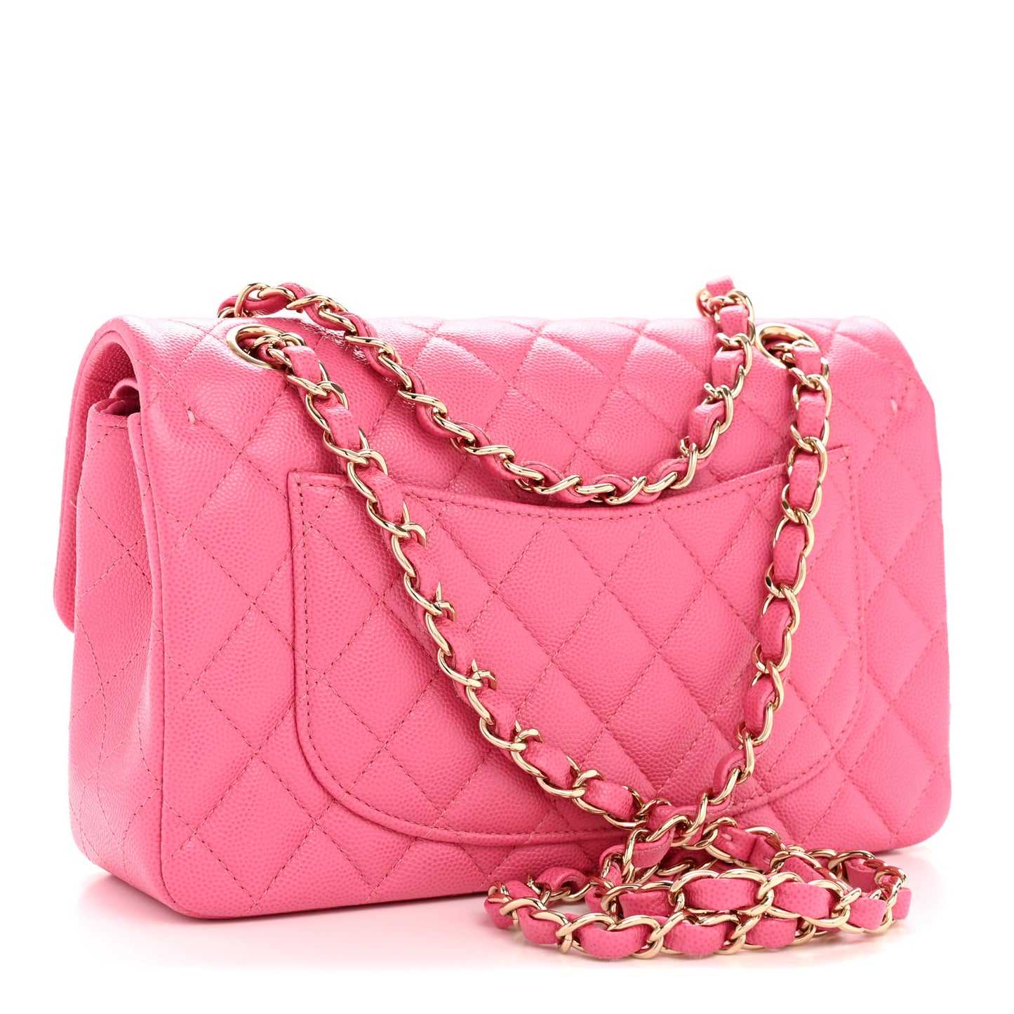 Caviar Quilted Small Double Flap Pink