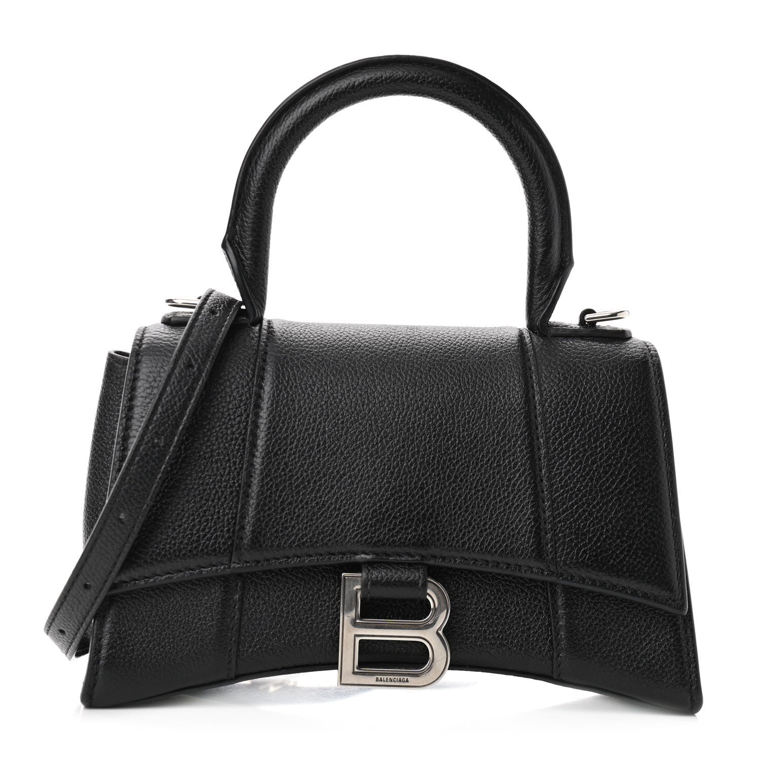 Balenciaga Grained Calfskin Hourglass Top Handle Bag XS Black 1 of 12