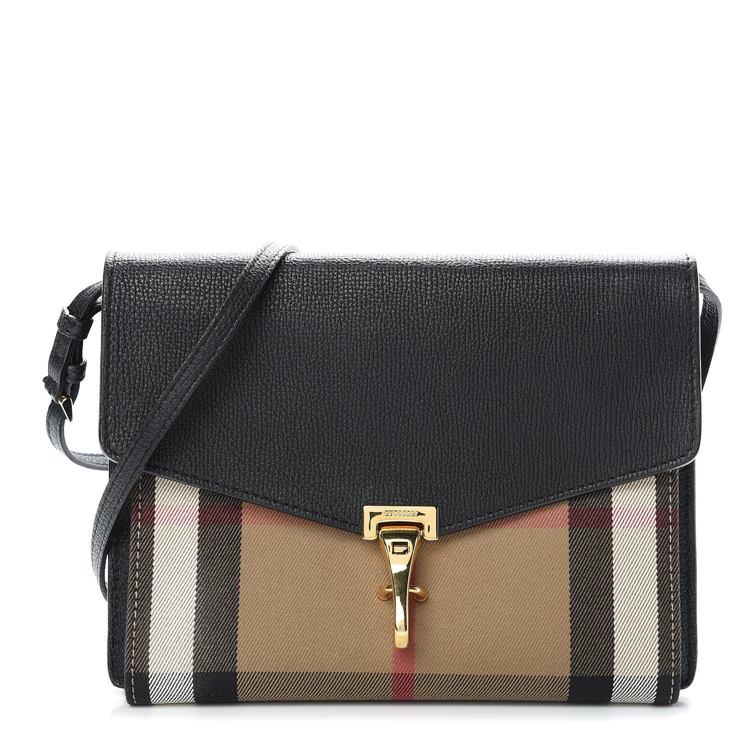 Burberry Derby Calfskin House Check Small Macken Crossbody Bag Black 1 of 13