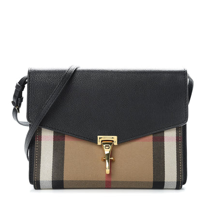 Burberry Derby Calfskin House Check Small Macken Crossbody Bag Black 1 of 13